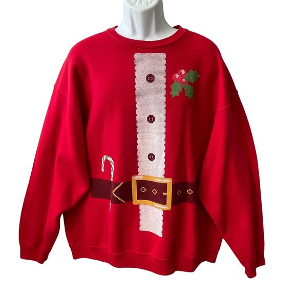 JERZEES Santa Suits Me Ugly Christmas Sweatshirt Size 2XL - Picture 1 of 5
